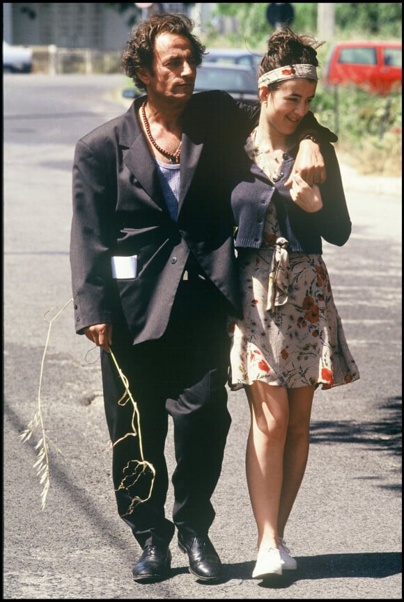 Richard Bohringer et sa fille Romane - Tournage du film Deux justiciers dans la ville en 1994