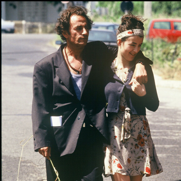 Richard Bohringer et sa fille Romane - Tournage du film Deux justiciers dans la ville en 1994