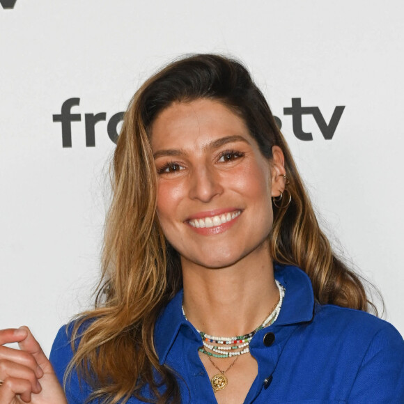 Laury Thilleman au photocall pour la conférence de presse de rentrée de France TV à la Grande Halle de la Villette à Paris, France, le 6 juillet 2022. © Coadic Guirec/Bestimage 