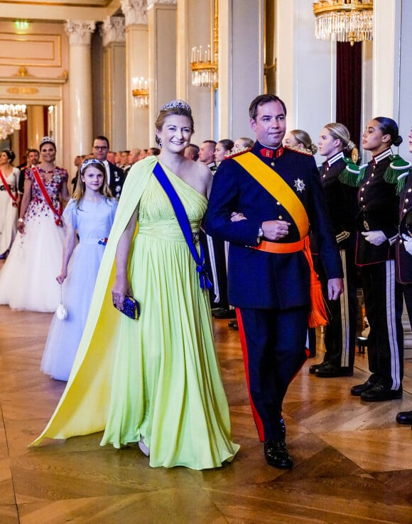 Le prince Guillaume, grand-duc héritier de Luxembourg, et La comtesse Stéphanie de Lannoy, grande-duchesse héritière de Luxembourg lors du dîner de gala pour célébrer le 18ème anniversaire de la princesse Ingrid Alexandra au Palais d'Oslo, Norvège, le 17 juin 2022. © NTB/Zuma Press/Bestimage 