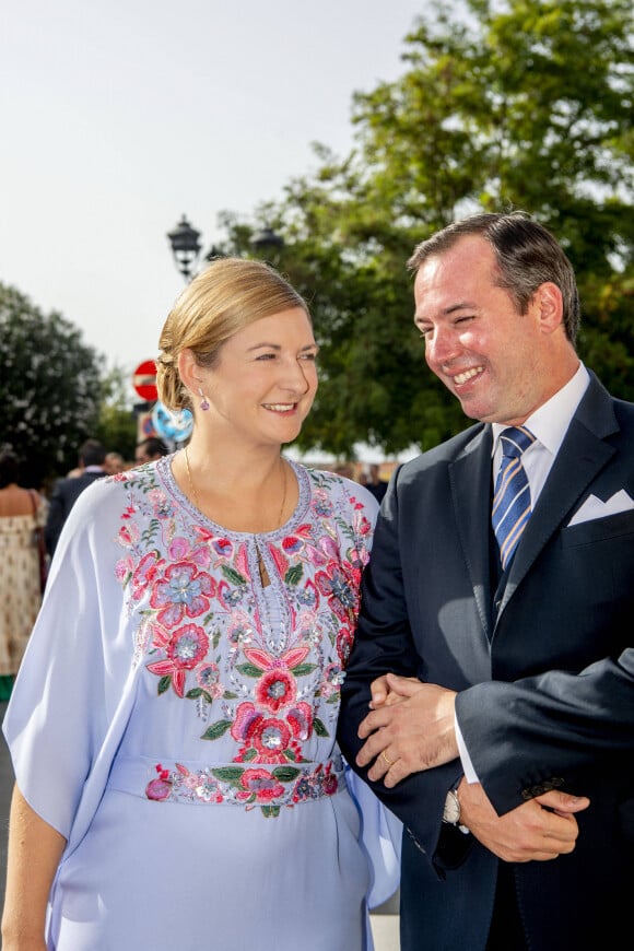 Guillaume et Stéphanie de Luxembourg - Mariage religieux de la princesse Astrid de Liechtenstein et Ralph Worthington en l'église Duomo di Santa Maria Assunta de Orbetello en Italie