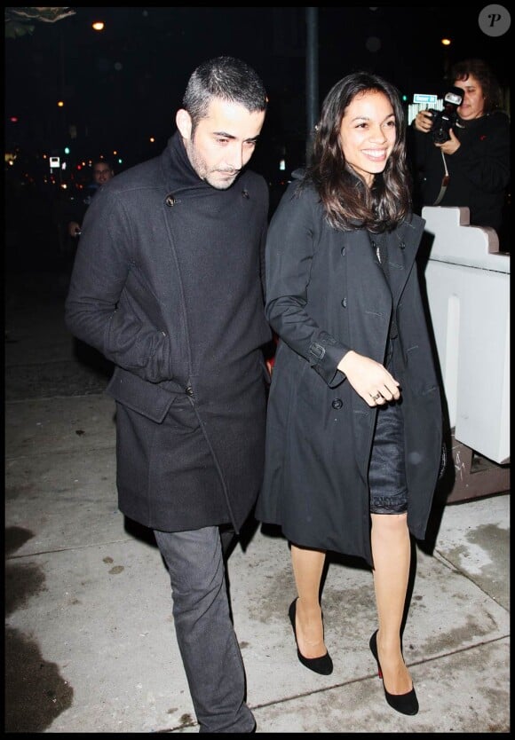 Rosario Dawson et Mathieu Schreyer à l'occasion d'une grande soirée privée donnée dans le quartier d'Hollywood, à Los Angeles, le 9 février 2010.