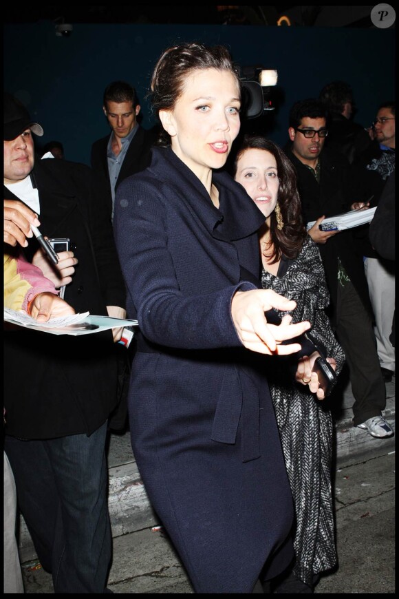 Maggie Gyllenhaal à l'occasion d'une grande soirée privée donnée dans le quartier d'Hollywood, à Los Angeles, le 9 février 2010.