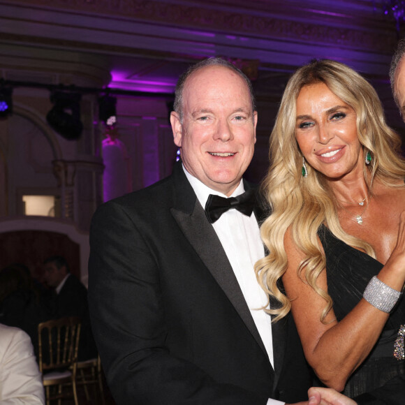 Exclusif - Le Prince Albert II de Monaco, Nina Stevens, Mohamed Mansour - Soirée "Dreaming in Azur" organisée par Mr et Mme Ghirelli de la "Venetian Arts Foundation" au profit de la fondation Prince Albert II de Monaco à l'hôtel Hermitage de Monte-Carlo à Monaco le 1er octobre 2022. © Claudia Albuquerque/Bestimage 