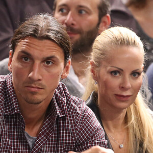 Zlatan Ibrahimovic avec sa femme Helena Seger et ses fils Vincent et Maximilian assistent a la finale de l'Open Masters de Tennis Paris Bercy.