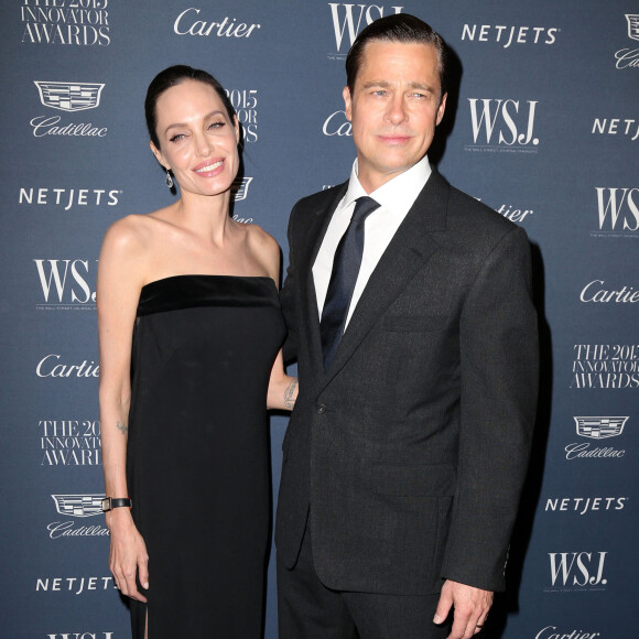 Angelina Jolie et son mari Brad Pitt à la soirée 'WSJ. Magazine 2015 Innovator' à New York, le 4 novembre 2015