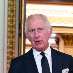 Le roi Charles III lors d'une réception avec des chefs religieux au palais de Buckingham à Londres, Royaume Uni, le 16 septembre 2022. 