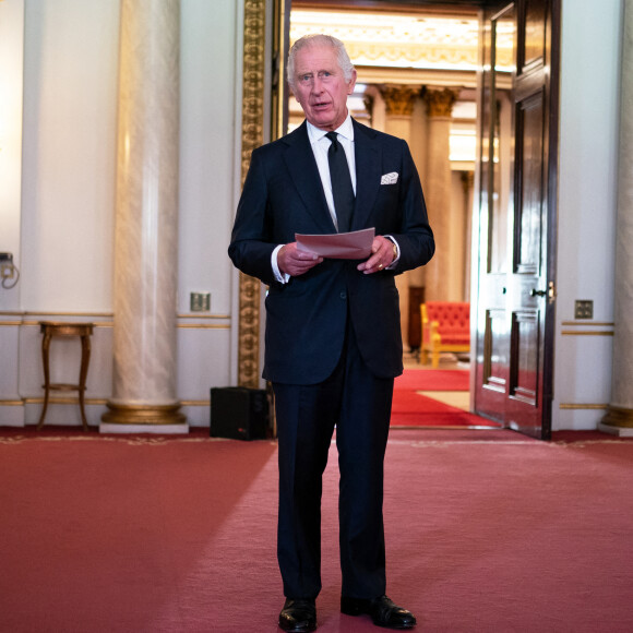 Le roi Charles III lors d'une réception avec des chefs religieux au palais de Buckingham à Londres, Royaume Uni, le 16 septembre 2022. 