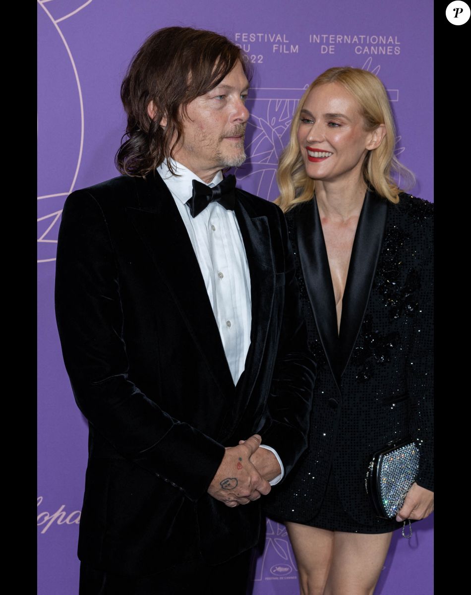 Norman Reedus et sa compagne Diane Kruger - Photocall du dîner du 75e Festival International du Film de Cannes. Le 24 mai 2022 © Olivier Borde / Bestimage