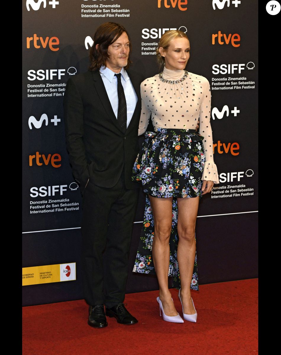 Norman Reedus et sa compagne Diane Kruger à la première de "Marlowe" au 70e Festival du Film de Saint-Sébastien, le 24 septembre 2022. © Future-Image via Zuma Press/Bestimage