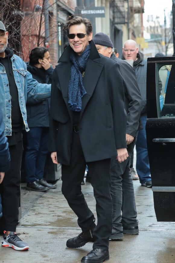 Jim Carrey à la sortie de son hôtel à New York le 7 février 2020.
