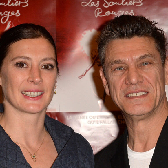 Semi-exclusif - Marie-Agnès Gillot et Marc Lavoine au photocall de la générale de presse du spectacle musicale "Les Souliers Rouges" aux Folies Bergères à Paris, France, le 4 février 2020. © Veeren/Bestimage 