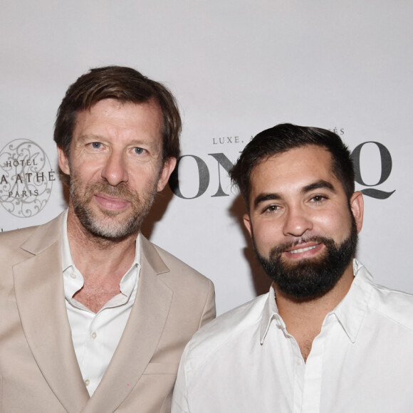 Dominique Busso (CEO de Forbes France), Kendji Girac - Soirée de lancement du magazine Oniriq à l'hôtel Plaza Athénée à Paris le 26 juin 2022. © Rachid Bellak/Bestimage.