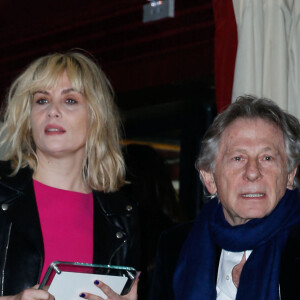 Emmanuelle Seigner et son mari Roman Polanski au déjeuner des nommés aux César au restaurant Fouquet's à Paris, le 8 février 2014.
