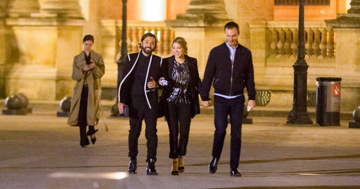Léa Seydoux et son compagnon André Meyer à la sortie du cocktail du dîner de présentation de la