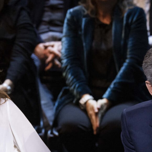 Carla Bruni Sarkozy et son mari Nicolas Sarkozy - Enregistrement de l'émission "Le Grand Echiquier", diffusée le 1er juillet sur France 2. Le 21 mars 2022 © Cyril Moreau / Bestimage.