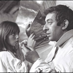 Archives - Serge Gainsbourg et Jane Birkin sur le tournage du film "Slogan",, de Pierre Grimbalt. 1968.