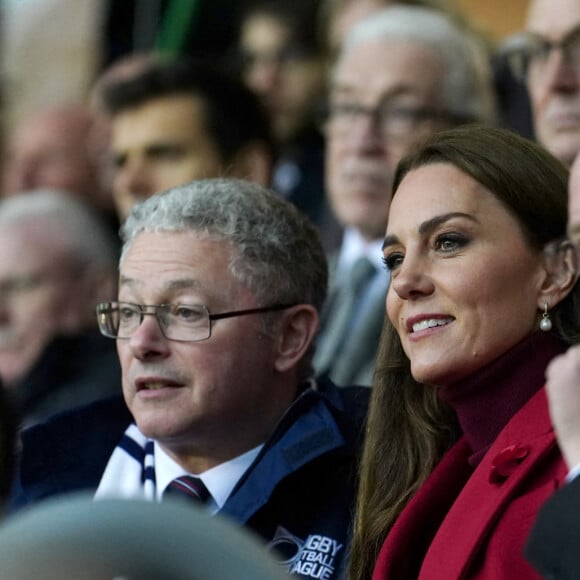 La princesse de Galles assiste au match de rugby entre l'Angleterre et la Papouasie Nouvelle-Guinéea, pour les matchs tests avant la coupe du monde 2023. Le 5 novembre 2022. @ Martin Rickett/PA Wire