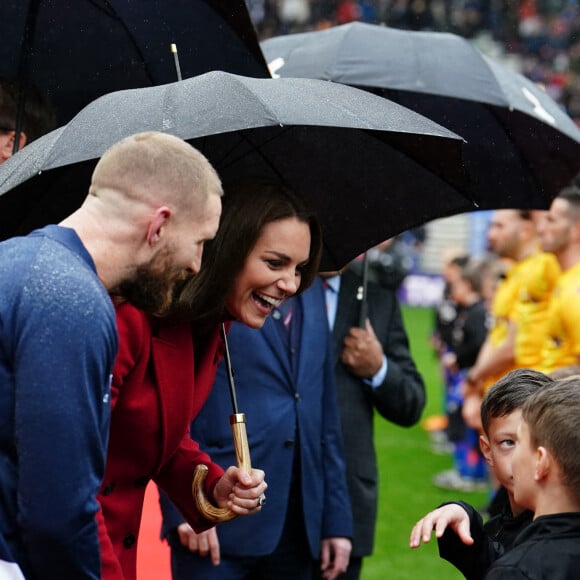 La princesse de Galles assiste au match de rugby entre l'Angleterre et la Papouasie Nouvelle-Guinéea, pour les matchs tests avant la coupe du monde 2023. Le 5 novembre 2022. @ Martin Rickett/PA Wire