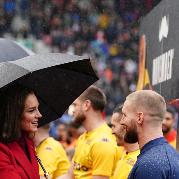 La princesse de Galles assiste au match de rugby entre l'Angleterre et la Papouasie Nouvelle-Guinéea, pour les matchs tests avant la coupe du monde 2023. Le 5 novembre 2022. @ Martin Rickett/PA Wire