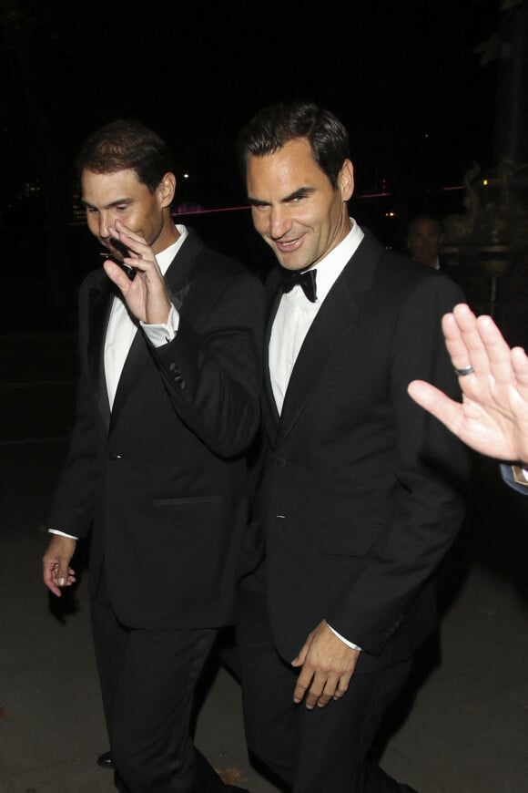 Roger Federer et Rafael Nadal au dîner "Laver Cup" à Londres, le 22 septembre 2022. 