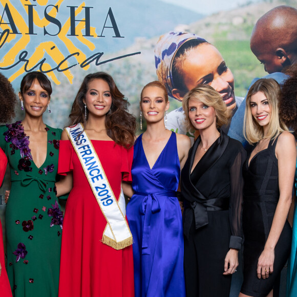 Exclusif - Alicia Aylies, Sonia Rolland (Présidente de Maïsha Africa), Vaimalama Chaves, Maëva Coucke, Sylvie Tellier, Alexandra Rosenfeld, Ophély Mézino - Dîner de gala au profit de l'association "Maïsha Africa" de Sonia Rolland, qui vient en aide aux enfants du Rwanda, au Pavillon Gabriel, à Paris. © Gorassini-Moreau/Bestimage 