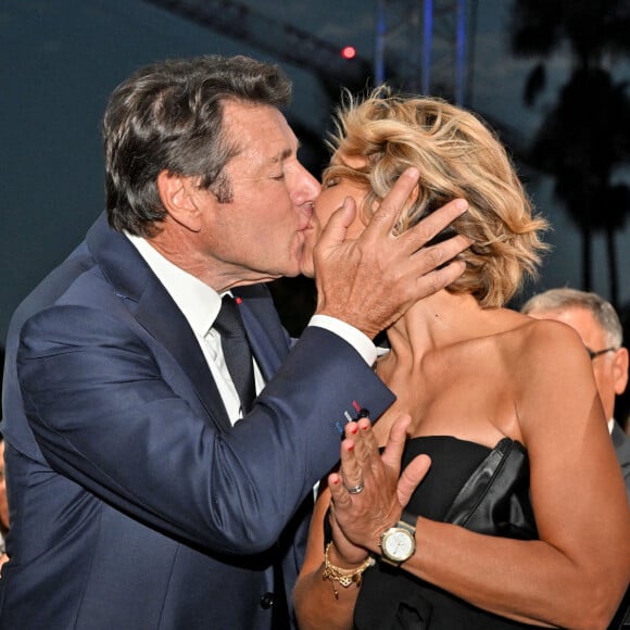 Christian Estrosi, le maire de Nice, et sa femme Laura Tenoudji Estrosi durant "Lou Festin Nissart", un diner amical et convivial autour de Christian Estrosi, le maire de Nice, au jardin Albert 1er sur la Coulée Verte à Nice. © Bruno Bebert/Bestimage 