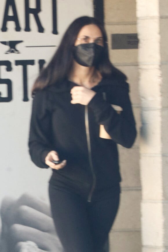 Exclusif - Demi Moore quitte la salle de gym à Los Angeles le 2 février 2022. 