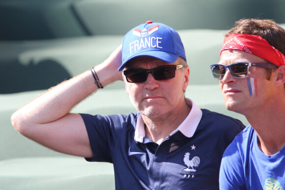 Laurent Ruquier et son ex-compagnon Benoît - Laurent Ruquier assiste au match de la France contre l'Allemagne à Rio de Janeiro au Brésil le 4 juillet 2014. L'équipe de France quitte la compétition sur une défaite contre l'Allemange 1 à 0.