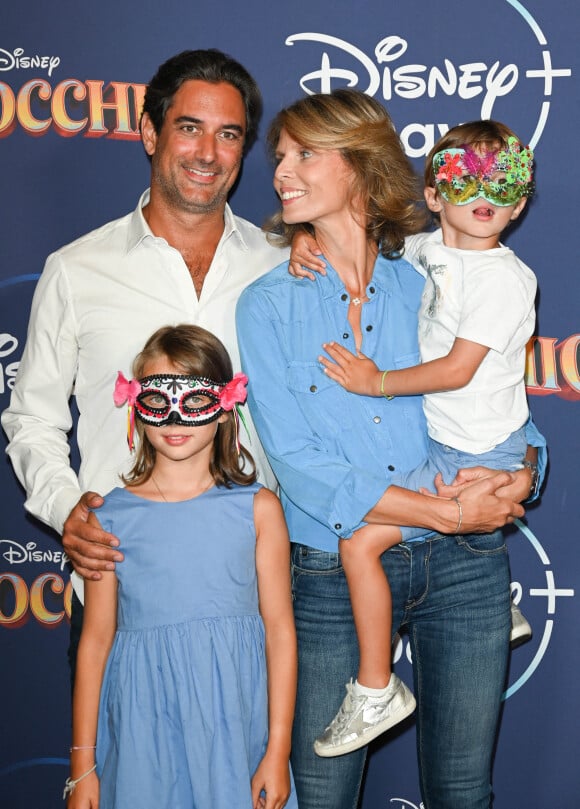 Sylvie Tellier avec son mari Laurent Schenten et ses enfants Margaux Tellier et Oscar Le Maux - Avant-première du film "Pinocchio" au Grand Rex à Paris le 7 septembre 2022. © Coadic Guirec/Bestimage