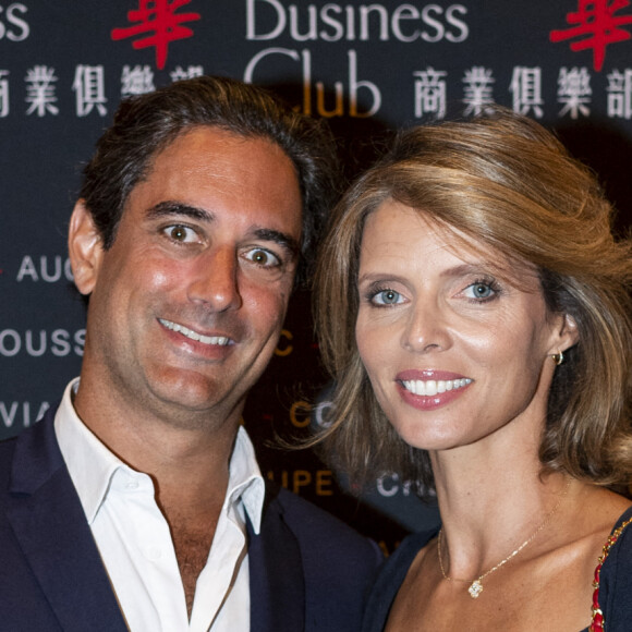 Exclusif - Sylvie Tellier et son mari Laurent Schenten au photocall de la soirée des 10 ans du Chinese Business Club à l'InterContinental Paris le 5 septembre 2022. © Pierre Perusseau / Bestimage 