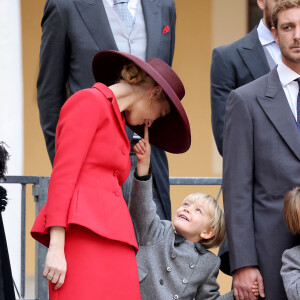 Beatrice Borromeo et son fils Francesco - La famille princière de Monaco dans la cour du palais lors de la Fête Nationale de la principauté de Monaco le 19 novembre 2022. © Dominique Jacovides / Bruno Bebert / Bestimage 