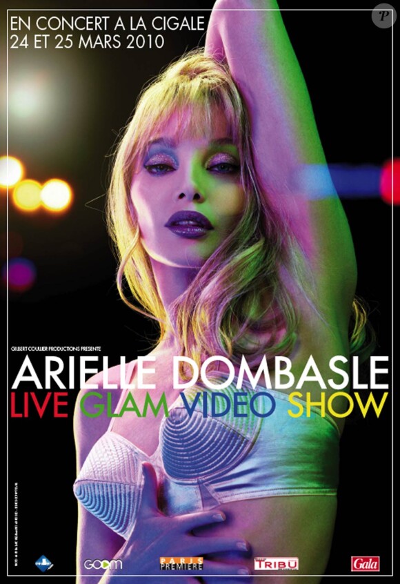 Arielle Dombasle sur l'affiche de son spectacle Live Glam Video Show.
