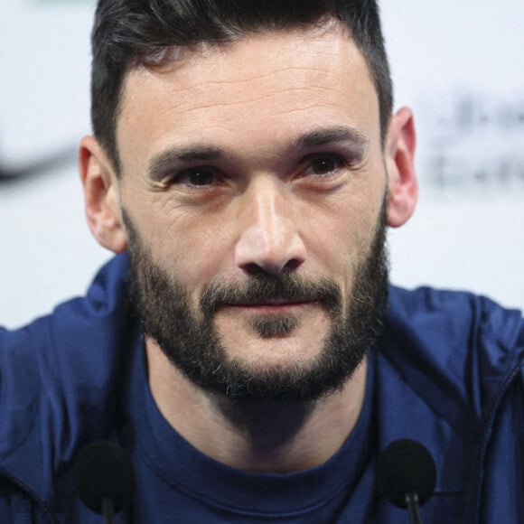 Hugo Lloris capitaine et gardien de l'équipe de France en conférence de presse de l'équipe de France de football au centre de formation et centre National du Footbal de Clairefontaine-en-Yvelines, France, le 14 novembre 2022. © Jean-Baptiste Autissier/Panoramic/Bestiùmage