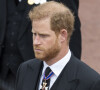 Le prince Harry, duc de Sussex - Procession pédestre des membres de la famille royale depuis la grande cour du château de Windsor (le Quadrangle) jusqu'à la Chapelle Saint-Georges, où se tiendra la cérémonie funèbre des funérailles d'Etat de reine Elizabeth II d'Angleterre. Windsor, le 19 septembre 2022