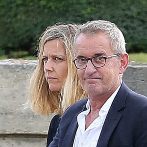 Exclusif - Christophe Dechavanne et sa compagne Elena Foïs - People arrive à la cérémonie d'hommage national à Jean-Paul Belmondo à l'Hôtel des Invalides à Paris le 9 septembre 2021 © Panoramic / Bestimage