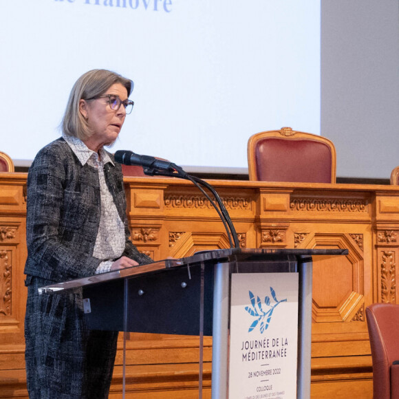 La princesse Caroline de Hanovre assiste au symposium "Journée de la Méditerranée" au musée Océanographique de Monaco, le 28 novembre 2022. Cette rencontre porte sur "L'emploi des jeunes et des femmes dans le bassin méditerranéen". © Olivier Huitel/Pool Monaco/Bestimage 