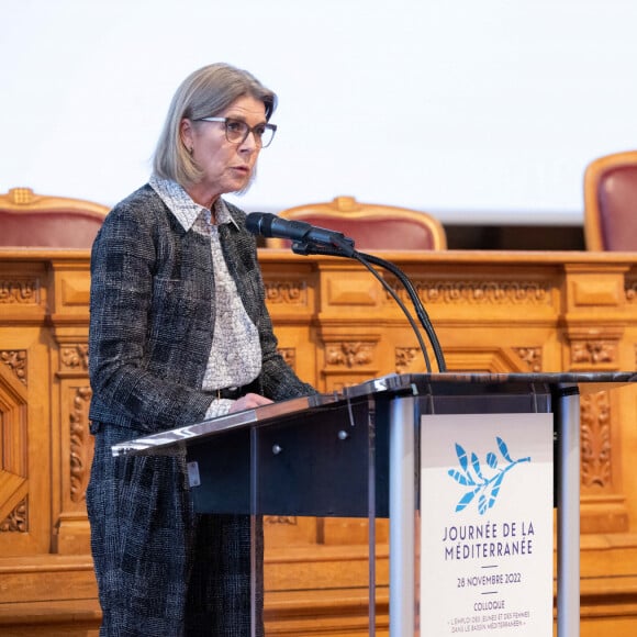 La princesse Caroline de Hanovre assiste au symposium "Journée de la Méditerranée" au musée Océanographique de Monaco, le 28 novembre 2022. Cette rencontre porte sur "L'emploi des jeunes et des femmes dans le bassin méditerranéen". © Olivier Huitel/Pool Monaco/Bestimage 