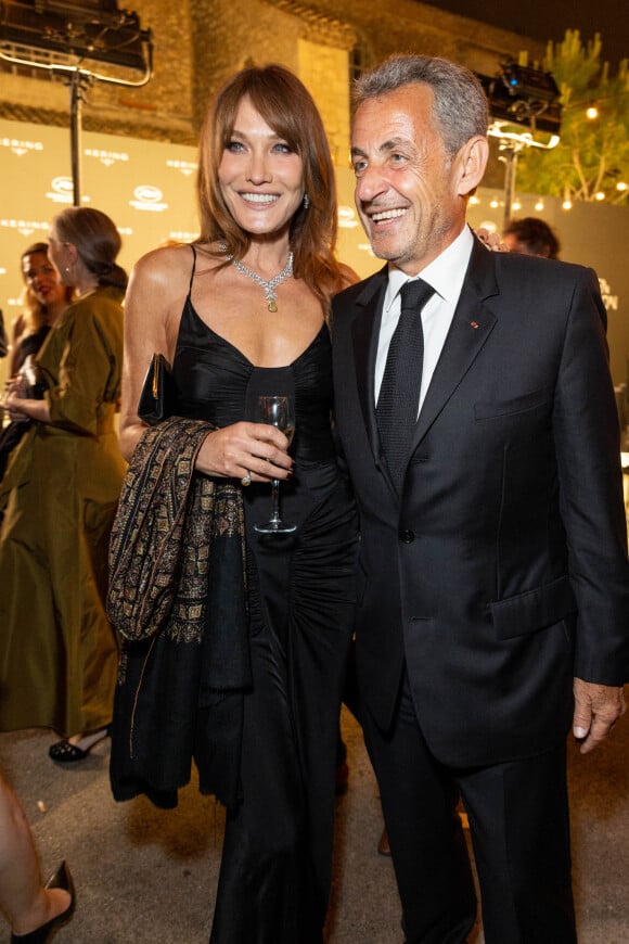 Carla Bruni et son mari Nicolas Sarkozy à la soirée "Women In Motion" par Kering au Château de la Castre lors du 75ème Festival International du Film de Cannes. Le 22 mai 2022 © Olivier Borde / Bestimage