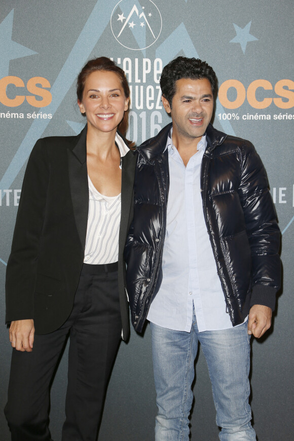 Jamel Debbouze et Mélissa Theuriau Soirée de clôture au palais des sports . Grand prix du jury , prix du public et prix d'interprètation rebaptisé désormais prix Michel Galabru pour Fatsah Bouyahmed 19ème festival international du film de comédie de l'Alpe d'Huez 2016 .