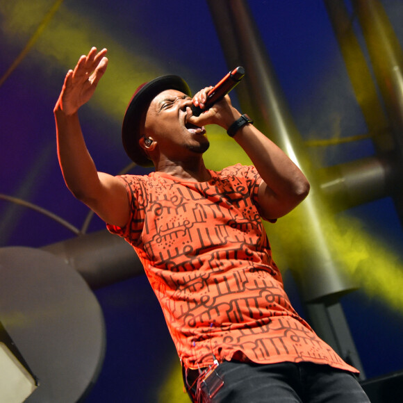Concert du rappeur Soprano à la Pinède Gould à Antibes Juan les Pins le 23 juillet 2015.