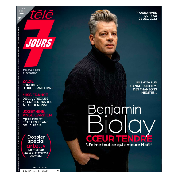 Benjamin Biolay en couverture du magazine Télé 7 jours du 12 décembre 2022