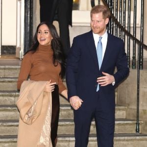 Le prince Harry, duc de Sussex, et Meghan Markle, duchesse de Sussex, en visite à la Canada House à Londres le 7 janvier 2020. 