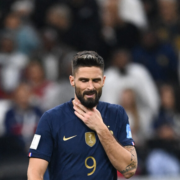 Olivier Giroud au match de football de quart de finale opposant la France à l'Angleterre lors de la coupe du Monde (FIFA 2022) au stade Al Bayt à Al Khor au Qatar, le 10 décembre 2022. La France a gagné 2-1. © Philippe Perusseau/Bestimage