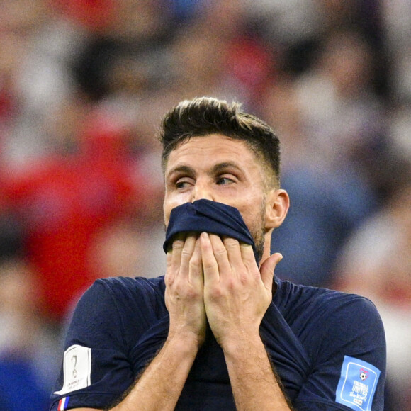 Olivier Giroud au match de football de quart de finale opposant la France à l'Angleterre lors de la coupe du Monde (FIFA 2022) au stade Al Bayt à Al Khor au Qatar, le 10 décembre 2022. La France a gagné 2-1. © Jean-Baptiste Autissier/Panoramic/Bestimage