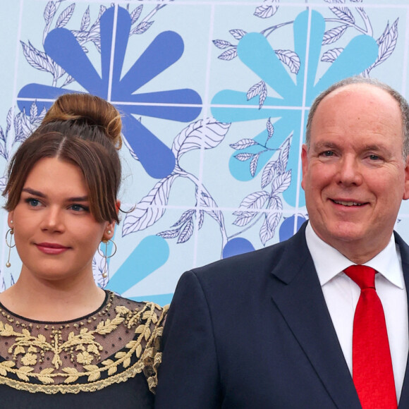 Camille Gottlieb, le prince Albert II et la princesse Charlène de Monaco - 73ème Gala de la Croix-Rouge Monégasque qui avait lieu pour la première fois sur les Terrasses du Soleil, entre la façade magistrale de l'Opéra Garnier Monte-Carlo et la mer Méditerrannée à Monaco, le 18 juillet 2022. © Claudia Albuquerque/Bestimage 