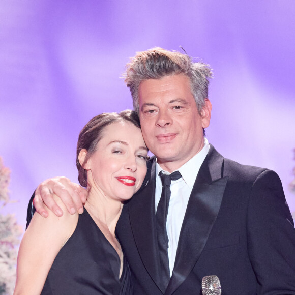 Exclusif - Benjamin Biolay et Jeanne Cherhal lors de l'enregistrement d'un Grand show de Noël "Christmas Show" imaginé par B.Biolay avec une pléiade d'artistes prestigieux au Casino de Paris, France, le 29 septembre 2022, diffusé sur Canal+, le 21 décembre 2022.. © Cyril Moreau/Bestimage