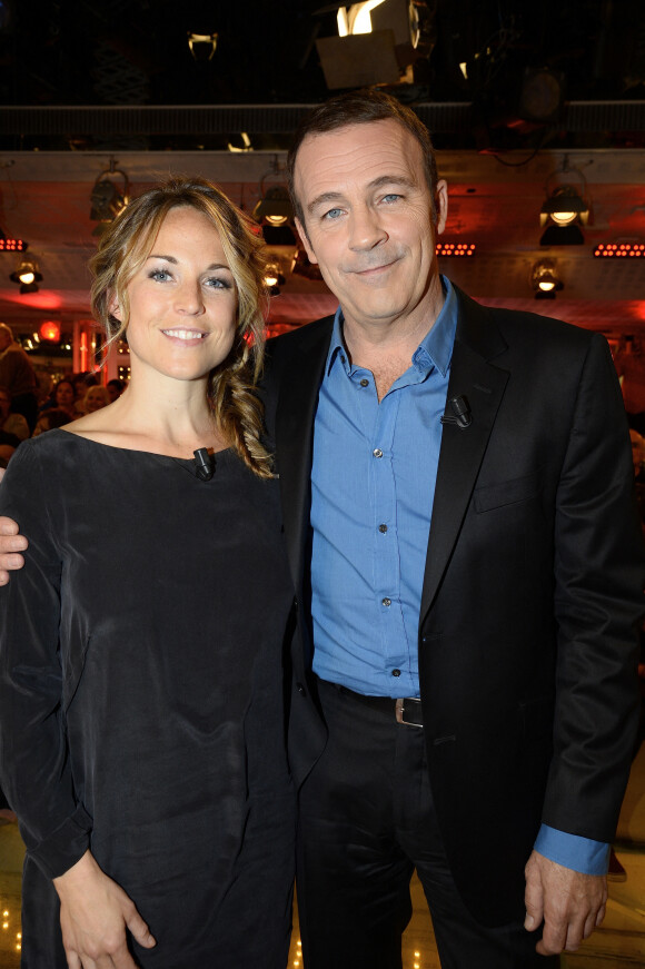Aurélie Vaneck et Serge Dupire - Enregistrement de l'émission "Vivement Dimanche" à Paris le 9 avril 2014. L'émission sera diffusée le 13 avril.