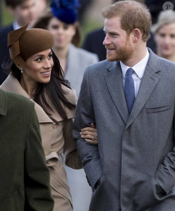 Le prince Harry et sa fiancée Meghan Markle - La famille royale d'Angleterre arrive à la messe de Noël à l'église Sainte-Marie-Madeleine à Sandringham. 