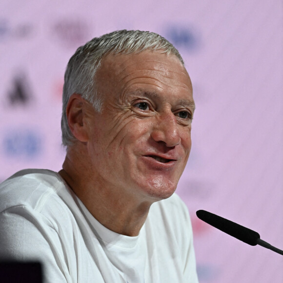 Didier Deschamps, sélectionneur/entraineur de l'équipe de France - Conférence de presse du séléctionneur et du capitaine de l'équipe de France avant la finale France / Argentine lors de la Coupe du Monde de football FIFA Qatar 2022 à Doha le 17 décembre 2022. © Philippe Perusseau / Bestimage 